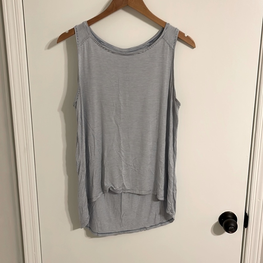 LOFT High Low Scoop Neck Striped Tank Top
